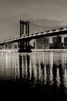 Manhattan Bridge at Night by Alan Blaustein Image/poster design © Image Conscious all rights reserved.